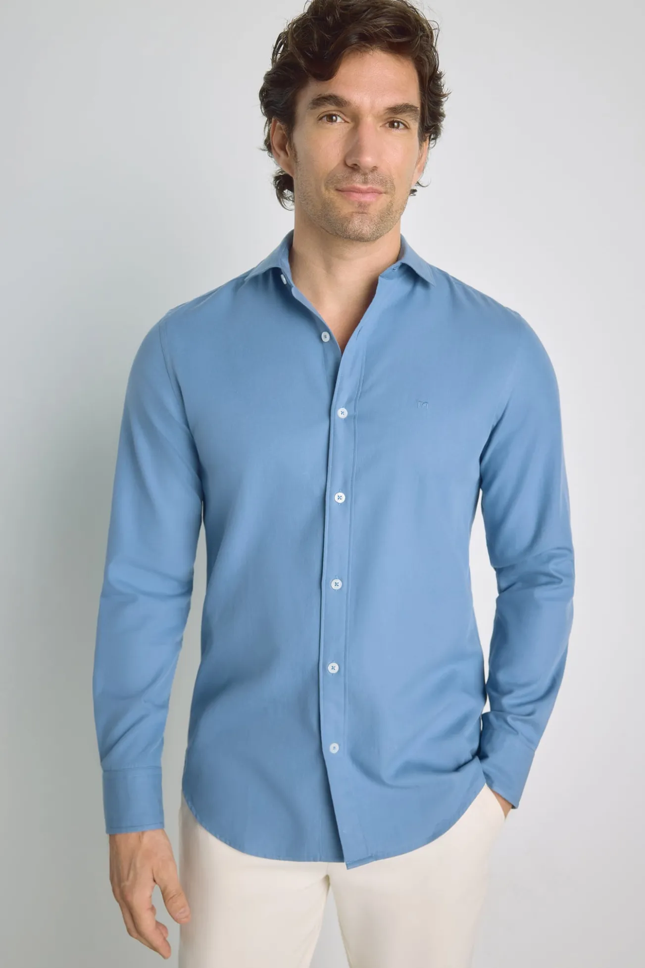 Camisa lisa manga larga