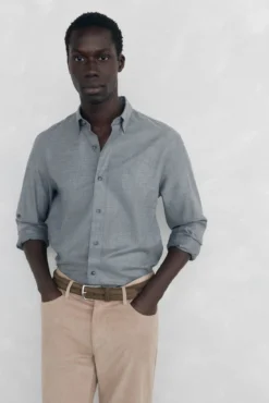 Camisa lisa melange Tencel