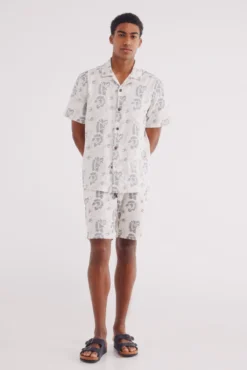 Camisa manga corta bordada flores