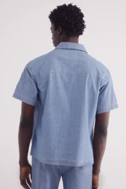Camisa manga corta bowling jacquard