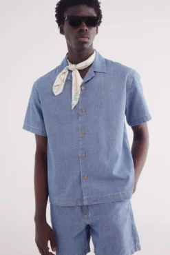 Camisa manga corta bowling jacquard