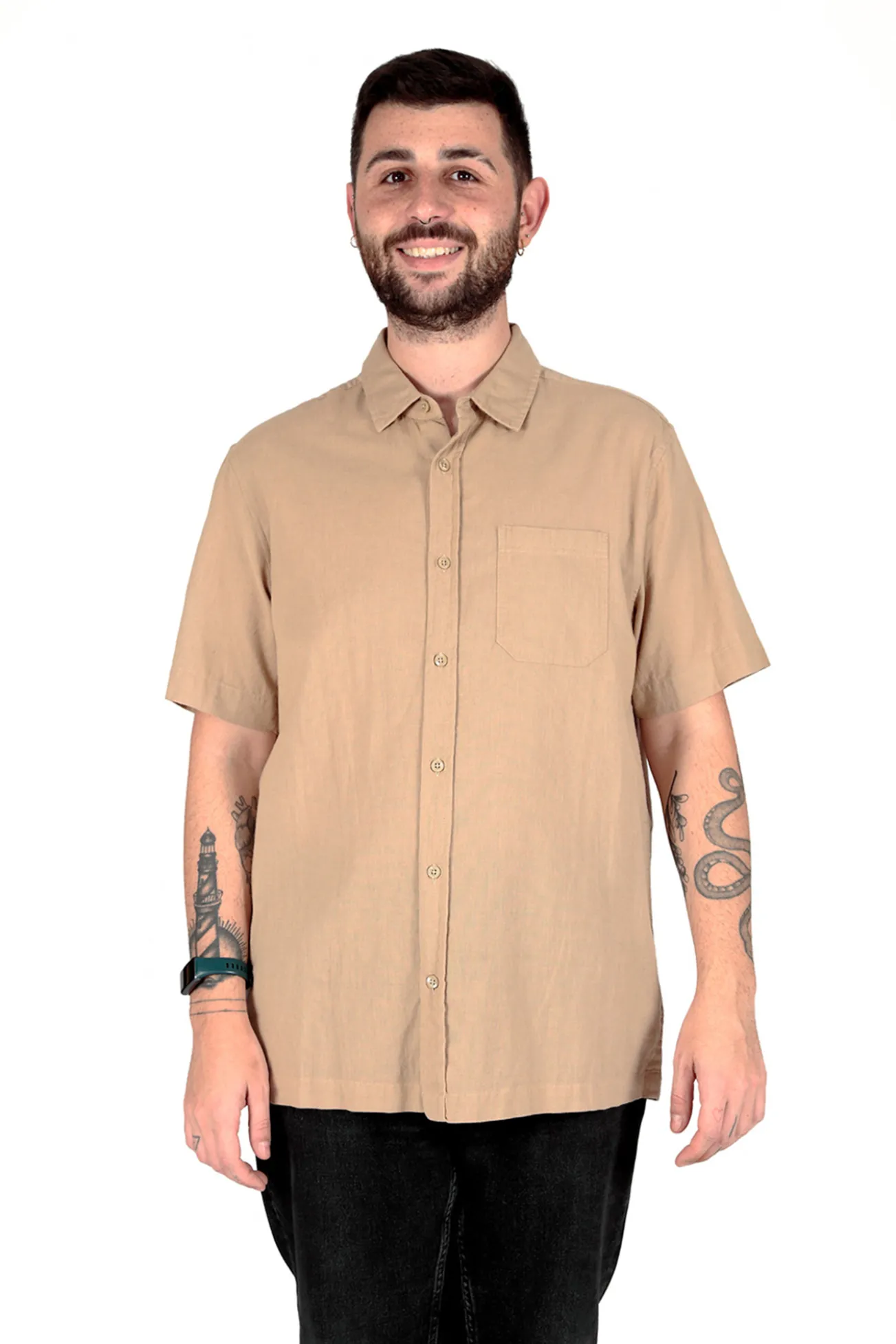 Camisa manga corta con lino