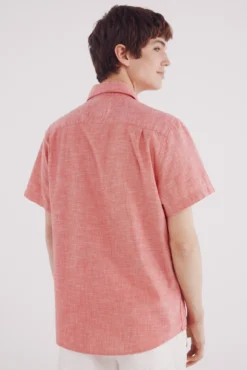 Camisa manga corta efecto lino