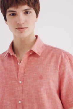 Camisa manga corta efecto lino
