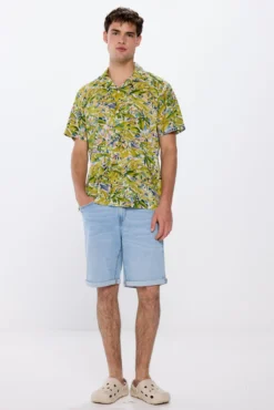 Camisa manga corta estampada viscosa