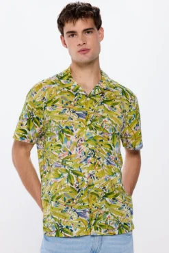 Camisa manga corta estampada viscosa