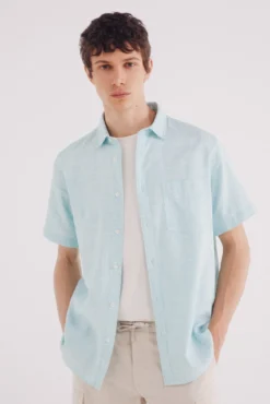 Camisa manga corta estructura bicolor