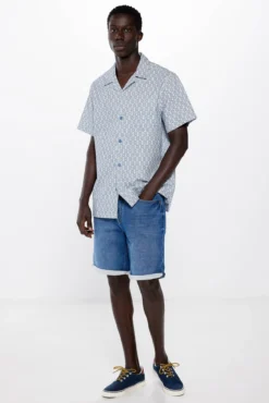 Camisa manga corta jacquard bordado
