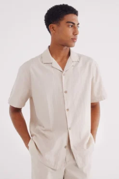 Camisa manga corta jacquard ligero