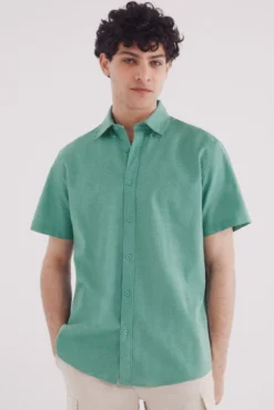 Camisa manga corta lino