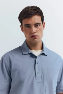 Camisa manga corta polera algodón slub