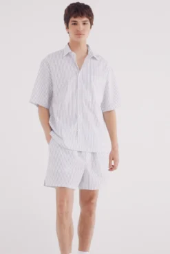 Camisa manga corta popelín rayas