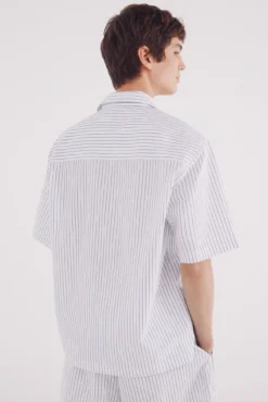 Camisa manga corta popelín rayas
