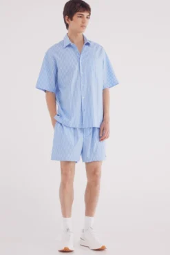 Camisa manga corta popelín rayas