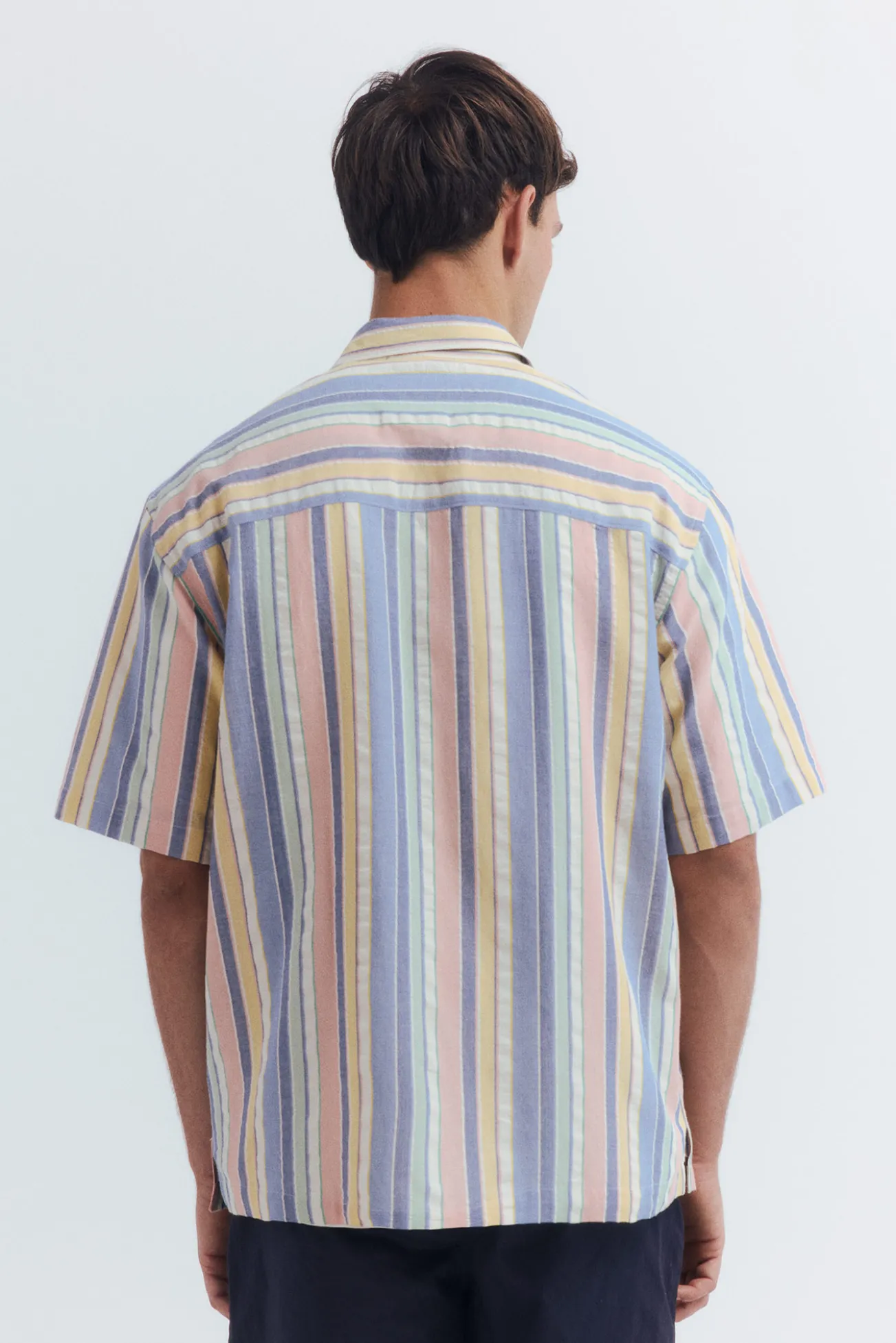 Camisa manga corta rayas tencel