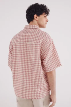 Camisa manga corta seersucker cuadros