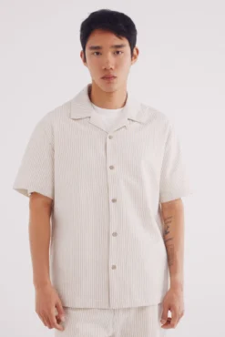 Camisa manga corta seersucker rayas