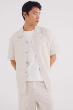 Camisa manga corta seersucker rayas