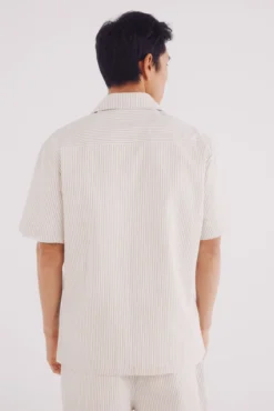 Camisa manga corta seersucker rayas