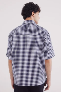 Camisa manga corta seersucker cuadros
