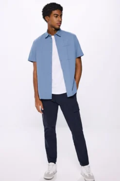 Camisa manga corta seersucker