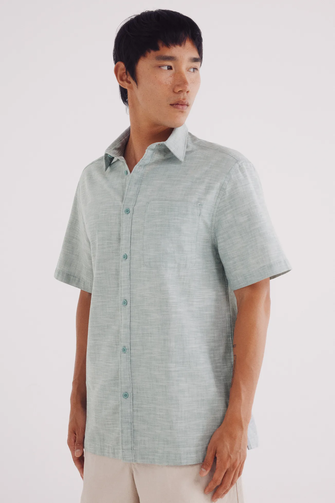 Camisa manga corta tipo lino