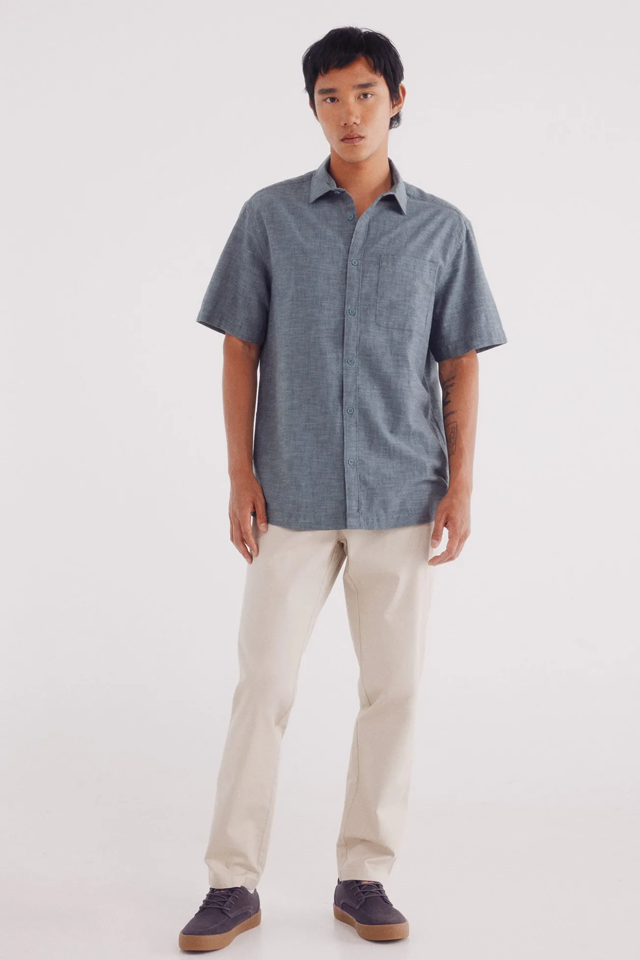 Camisa manga corta tipo lino
