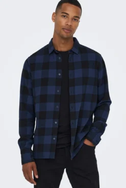 Camisa manga larga cuadros