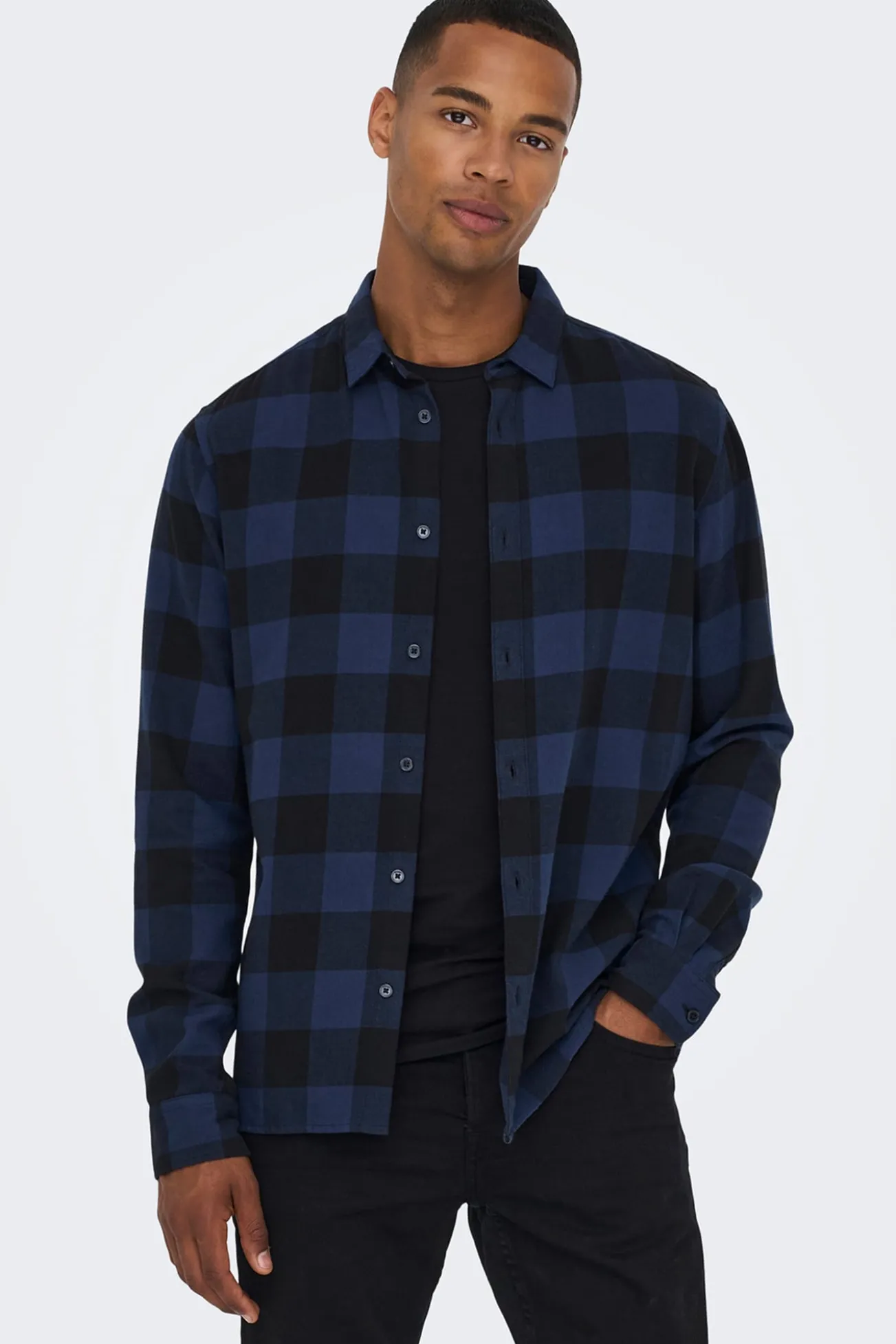 Camisa manga larga cuadros