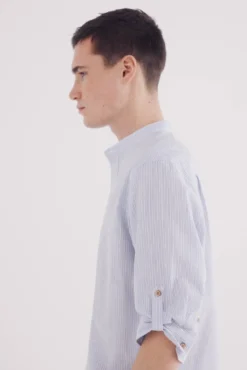 Camisa mao 3/4 seersucker rayas
