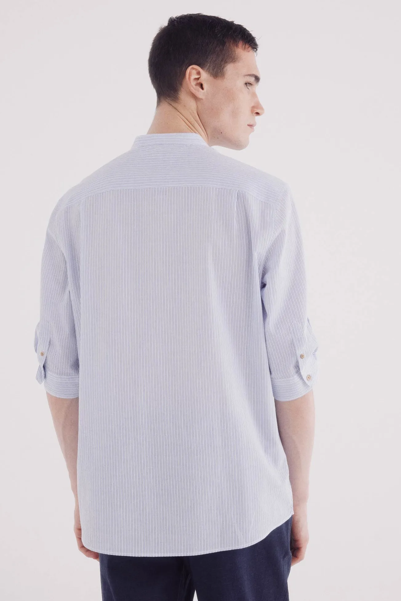 Camisa mao 3/4 seersucker rayas