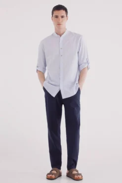 Camisa mao 3/4 seersucker rayas
