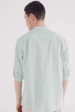 Camisa mao 3/4 seersucker rayas