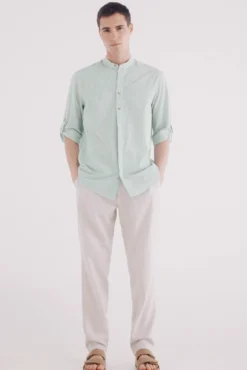 Camisa mao 3/4 seersucker rayas