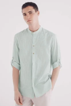Camisa mao 3/4 seersucker rayas