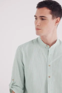 Camisa mao 3/4 seersucker rayas