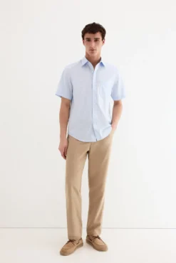 Camisa non iron manga corta lisa