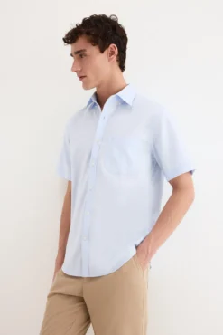 Camisa non iron manga corta lisa