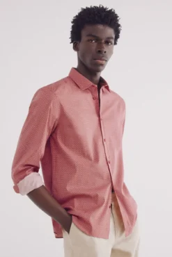 Camisa popelín micro print easy care