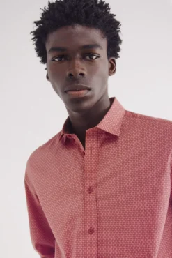 Camisa popelín micro print easy care