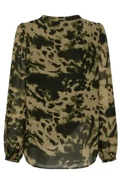 Camisa premamá de manda larga con estampado marrón y negro