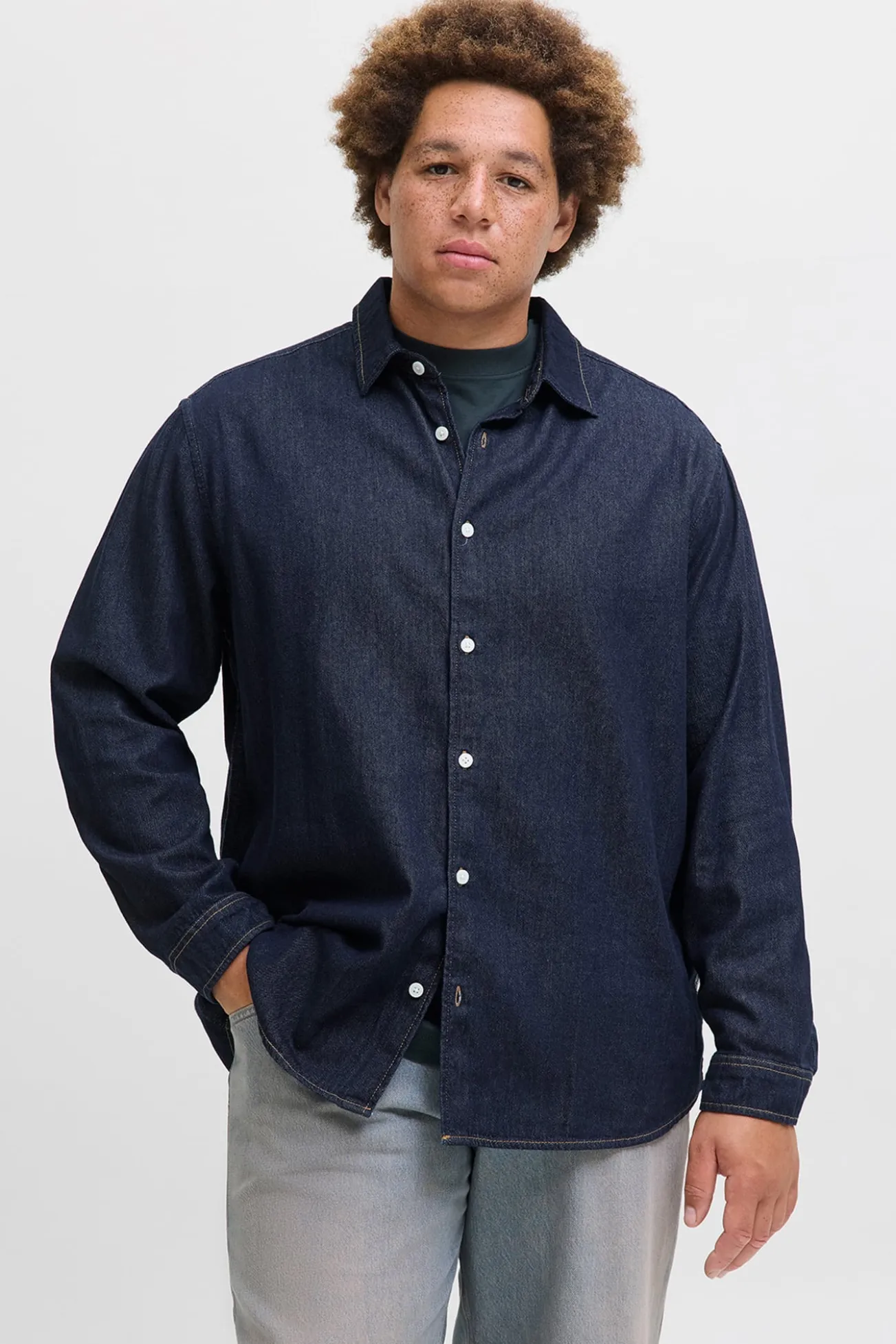 Camisa regular fit denim PLUS