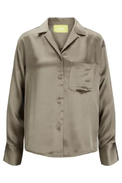 Camisa satinada de manga larga