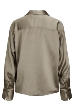 Camisa satinada de manga larga