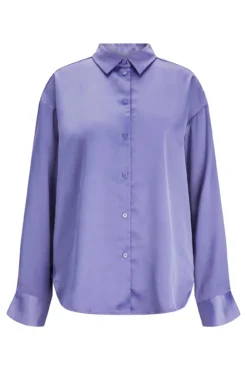 Camisa satinada de manga larga
