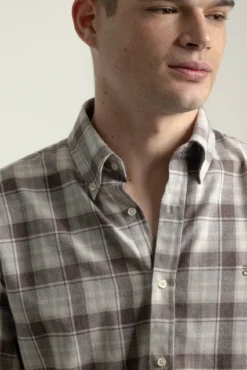 Camisa slim algodón cuadro tartán