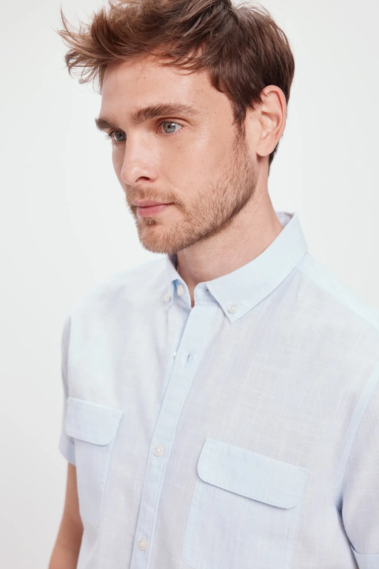 Camisa Slub Lisa Bolsillos