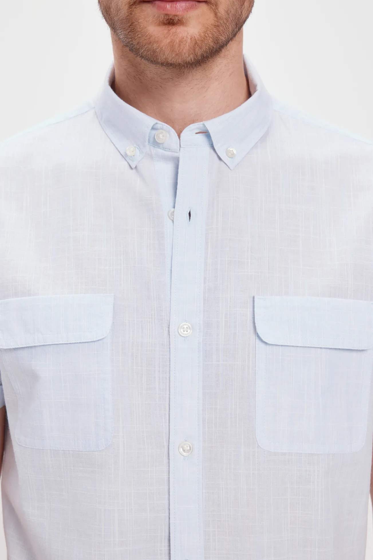 Camisa Slub Lisa Bolsillos
