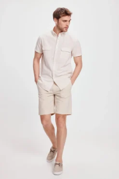 Camisa Slub Lisa Bolsillos