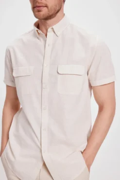 Camisa Slub Lisa Bolsillos